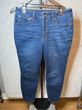 J.Crew Curvy High Rise Skinny Jeans 30P Button Fly Blue